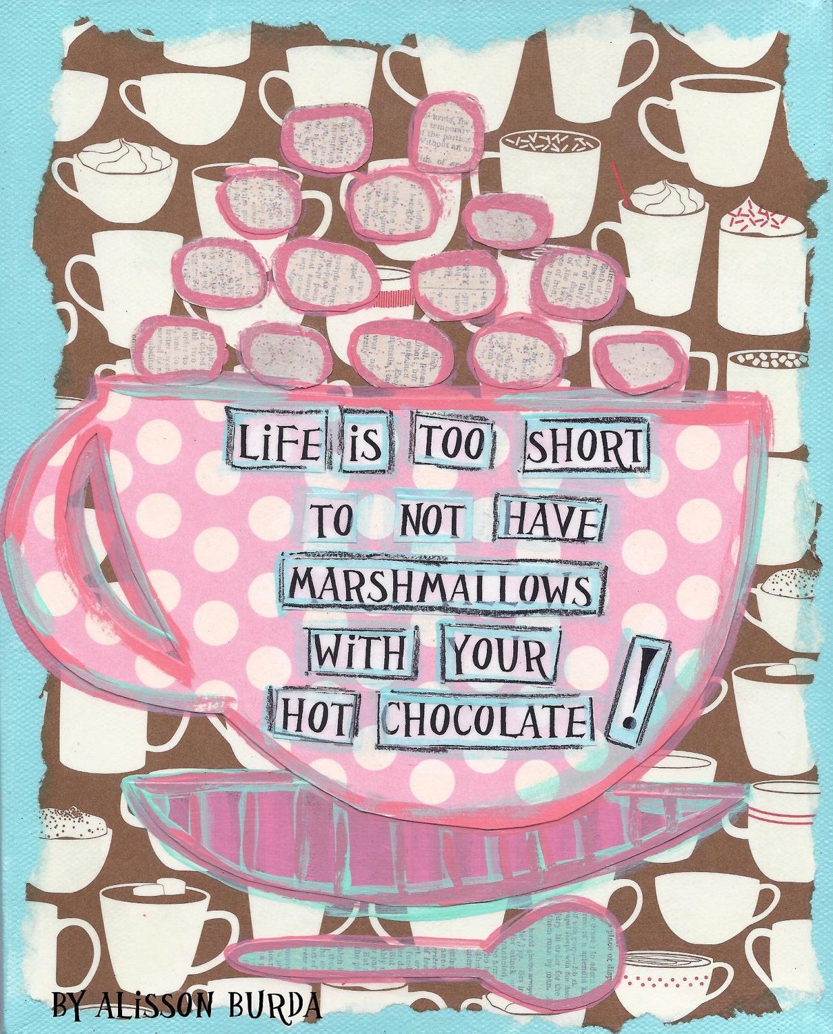 Marshmallow Love Greeting Card by alisburda on Etsy