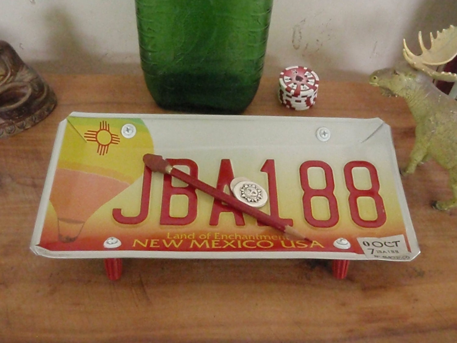 New Mexico License Plate Tray - Repurposed and Upcycled and Reclaimed