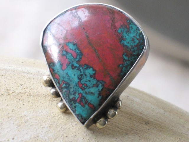 Metalwork silver and Sonora Sunrise stone ring