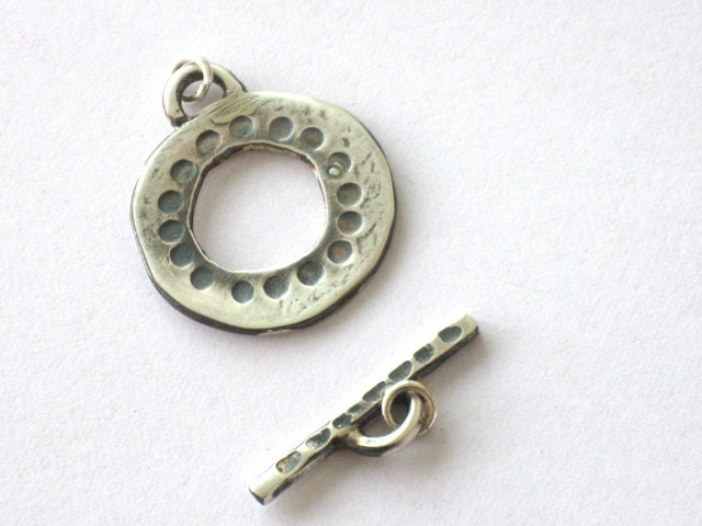 Handmade sterling Silver hammered Toggle Clasp
