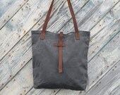Waxed Canvas Bucket Tote in Slate Grey