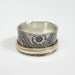 Chunky Paisley Sterling Silver Spinner Ring with 14k Rose Gold and 10k Yellow Gold Hammered Spinners