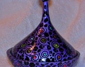 Free Shipping....Hand painted metal funky bowl with lid
