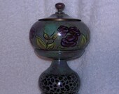 Free Shipping....Wood and metal hand painted one of a kind urn bowl