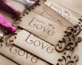 With Love Tags - Set of 50 - Vintage Look - Choice of Ribbon Colors - Perfect for Weddings, Gifts, Anniversary, Birthday, Wedding Favors