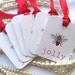 BEE JOLLY Tags - Set of 6 Red and White Sparkly Gift tags - UK Handmade