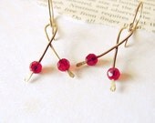 Brass Berries. Antiqued Brass and Crystal Earrings.