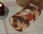Country Primitive Handmade Crocheted Wash Cloth Dish Rag Brown Multi Cotton