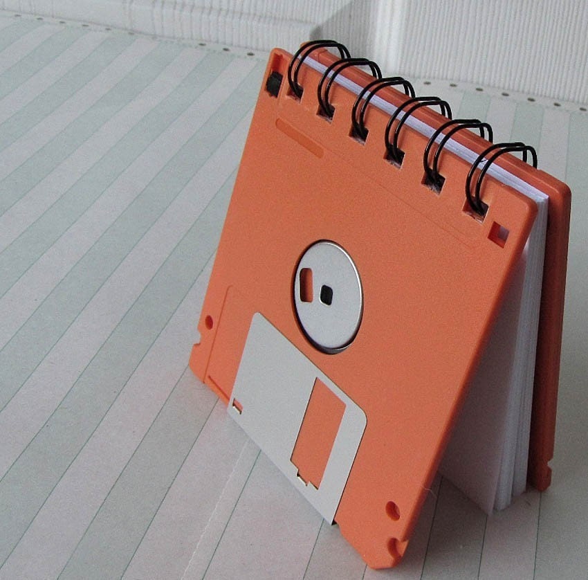 Orange Recycled Geek Gear Blank Floppy Disk Mini Notebook