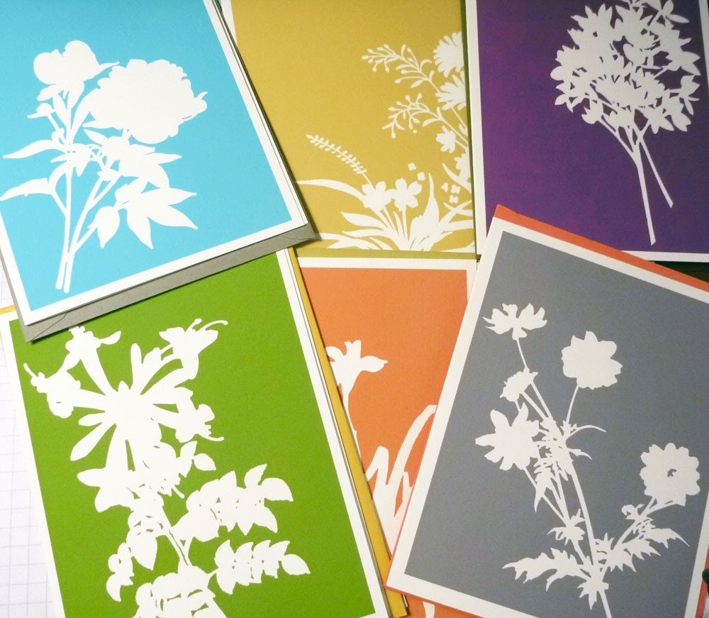 Summer floral silhouette cards