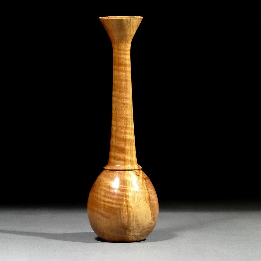 Wood Vase, Rare Tiger (Curly) Apple Weed Pot (TA13)