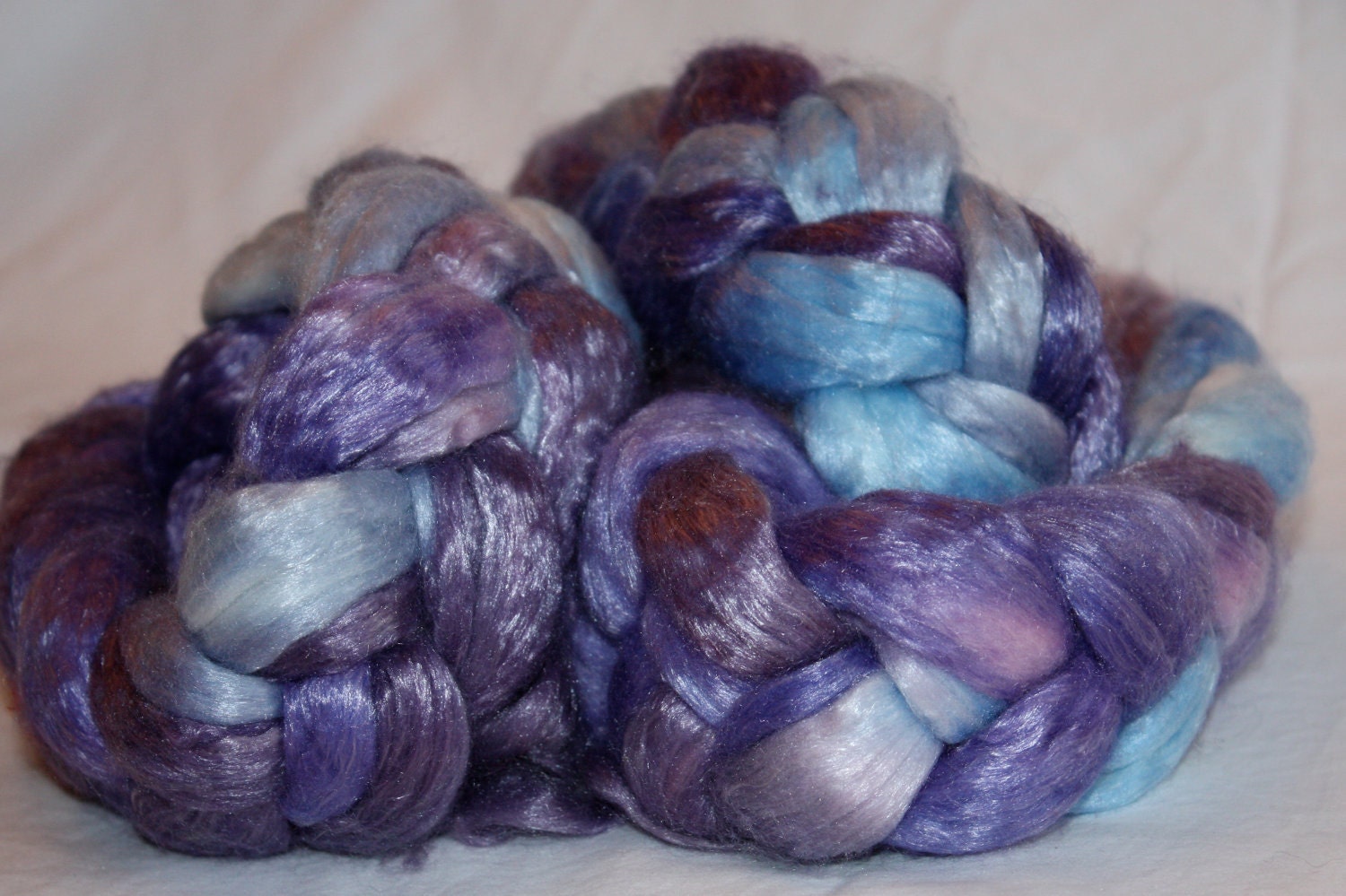 Blueberry Merino Tencel Hand Dyed Combed Top 8 ounces Spinning Felting