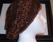 Beret Crochet Hat, Chocolate Tart, Rich Dark Soft, Tam Slouchy Cap, Check out matching Scarf too
