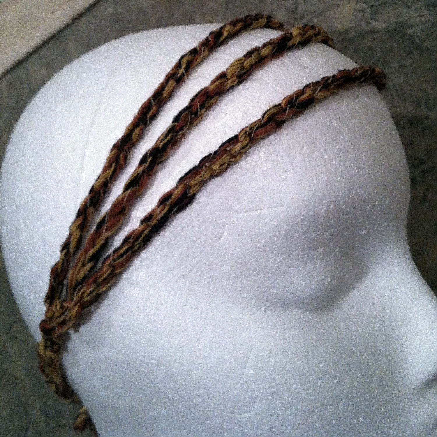 Crocheted headbands, Hair Tamer, hair tie convertible, Workout, Brown Black, You Choose Colors