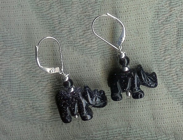 Gwynstone earrings  blue goldstone rhino rhinocerus