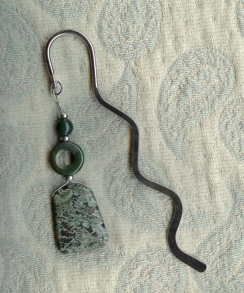 Gwynstone Squiggle bookmark green kumbaba jasper