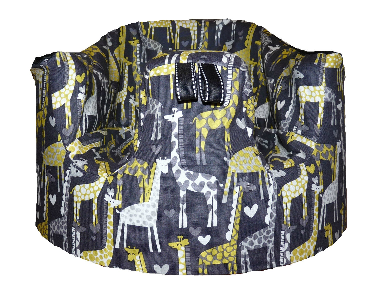 Home of the Original Bumbo Seat COVER in Gray Giraffe Love by Michael Miller
