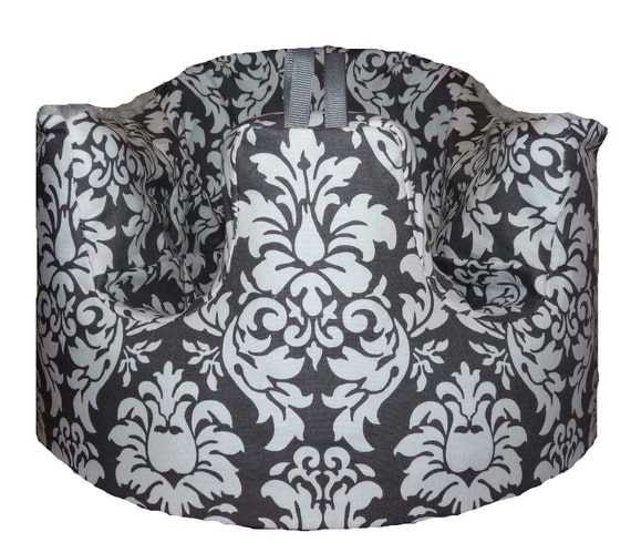 Home of the Original Bumbo Seat COVER in Michael Millers Charcoal Dandy Damask