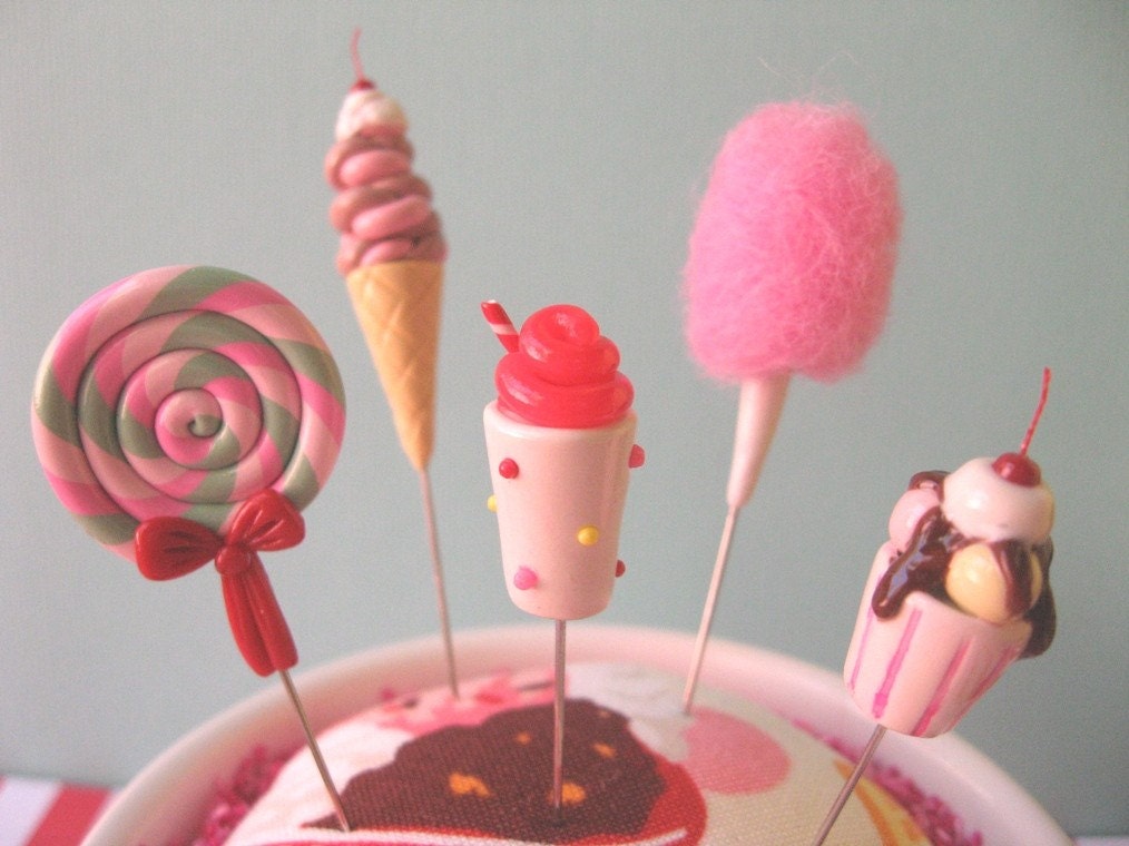 Vintage Carnival Pincushion and Pin Topper Set