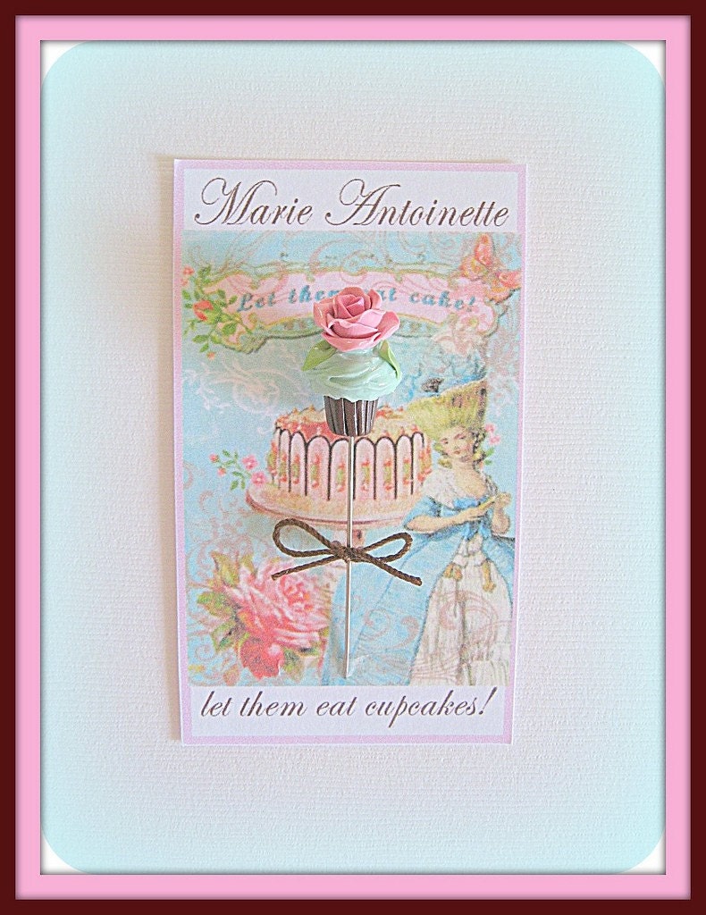 Marie Antoinette Inspired - Aqua Cupcake with Pink Rose Pin Topper