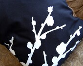 LIMITED- Cherry Blossoms 16 Inch Square Pillow Cover in Black