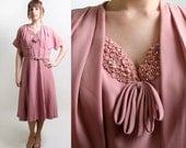 Vintage 1950s Dress - Cocktail Party by Blakely in Mauve Pink - XL