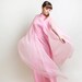Vintage Maxi Dress - 1960s Cotton Candy Pink Feminine Goddess Lounge Dress - Large XL