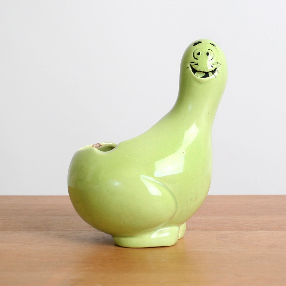 1948 Shmoo Ashtray Adorable Vintage Mint Green RARE - Cute Round Cartoon Character Geekery Mini Gardening Pot Garden