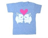 KIDS TODDLER / Bunny Love - T-shirt Children Boy Girl Cute Bunnies Tee Shirt Rabbit Rabbits Adorable Pink Heart Athletic Blue Tshirt