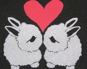 Bunnies - Unisex / Mens T-shirt Tee Shirt Cute Adorable Rabbit Bunny Rabbits Cuddle Pink Love Heart Charcoal Tri Black Tshirt
