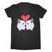Bunnies - Womens T-shirt Girls Tee Shirt Cute Adorable Rabbit Bunny Rabbits Kissing Pink Love Heart Charcoal Tri Black Tshirt