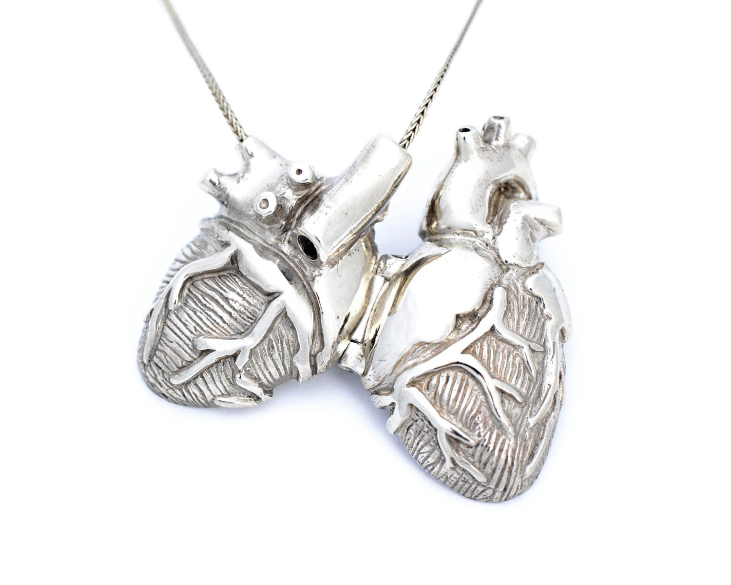 White Bronze Anatomical Heart Locket