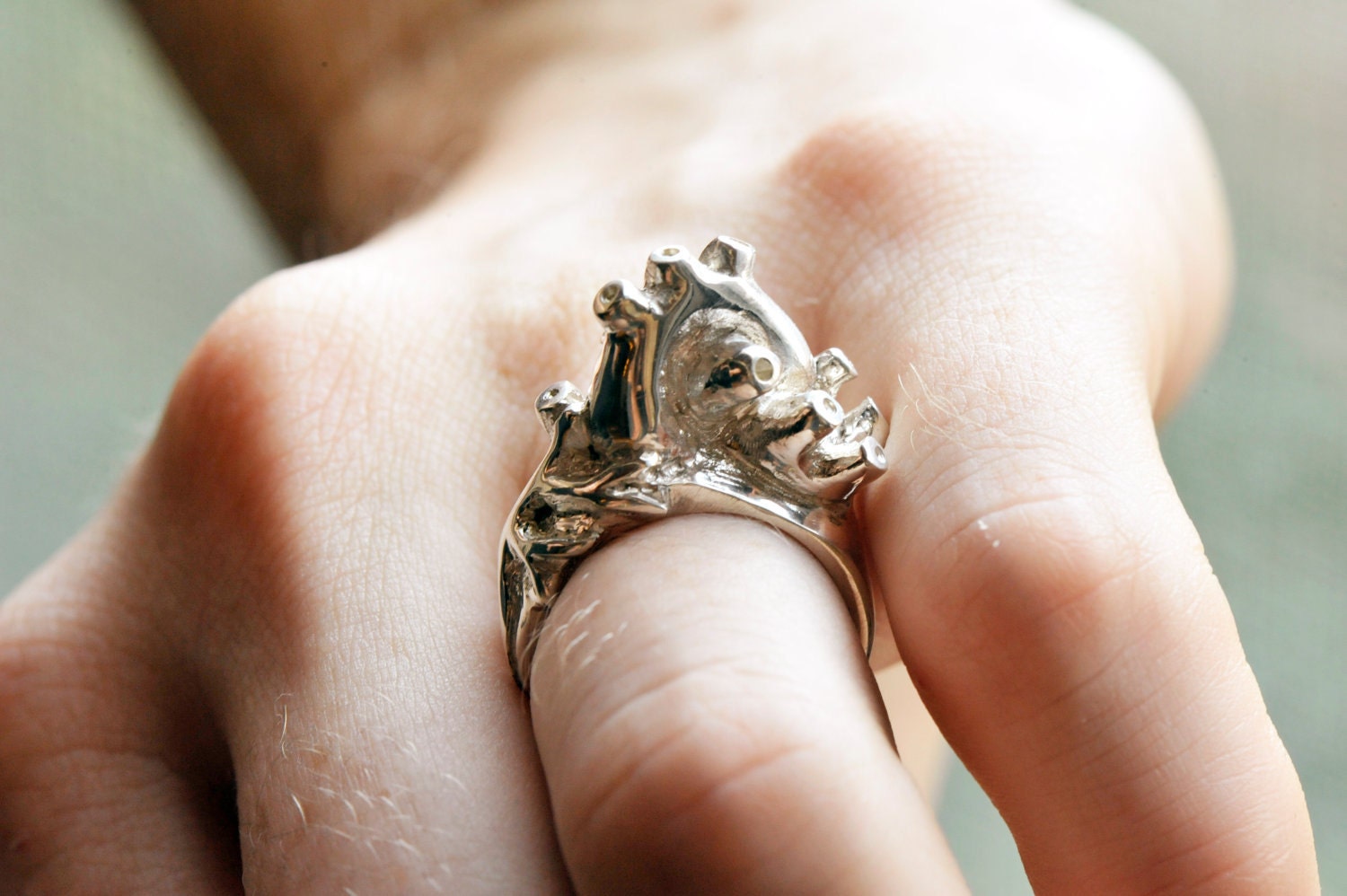 Silver Anatomical Heart Ring