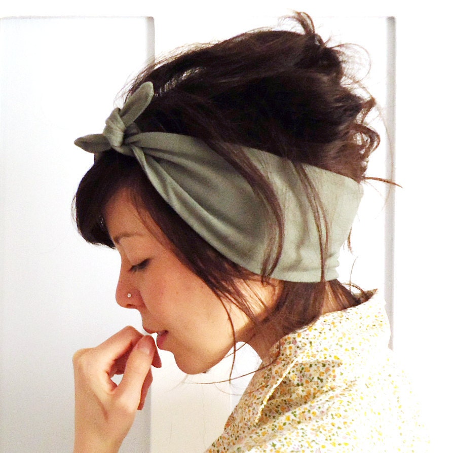 Tie Up Headscarf Olive Green