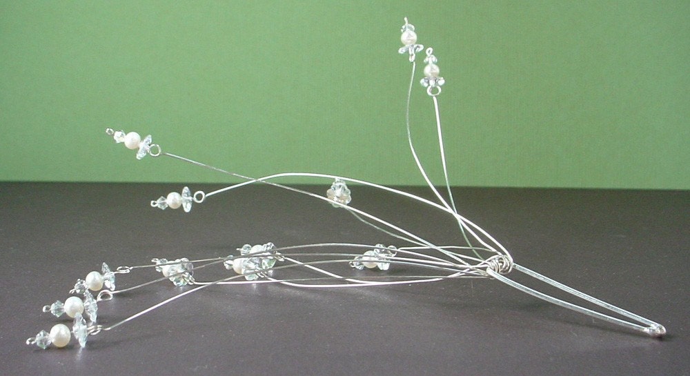 Pearl & Crystal Flower Bridal Hair Pick - merrittgade