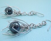 Hematite & Silver Half Cascade Earrings