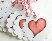 Red, White and Black Heart Tags - Set of 10 Gift Tags