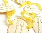 Vintage Inspired Lemon Yellow and Ivory Knife And Spoon Garland - 1 yard - Home Decor