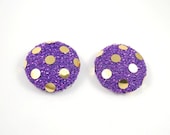Purple and Gold Earring Studs Mesh Fabric and Gold Foil Spots Free Shipping Etsy - MistyAurora
