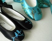 Wedding Shoes tiffany blue flats bride and flower girl Set