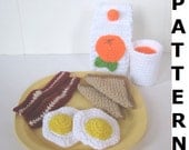 Play Food Crochet Pattern - Bacon, Eggs, Toast and Orange Juice - finished items made from pattern may be sold
