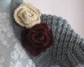 Handknitted Grey shrug,flower,winter,crochet,women,fashion..christmas
