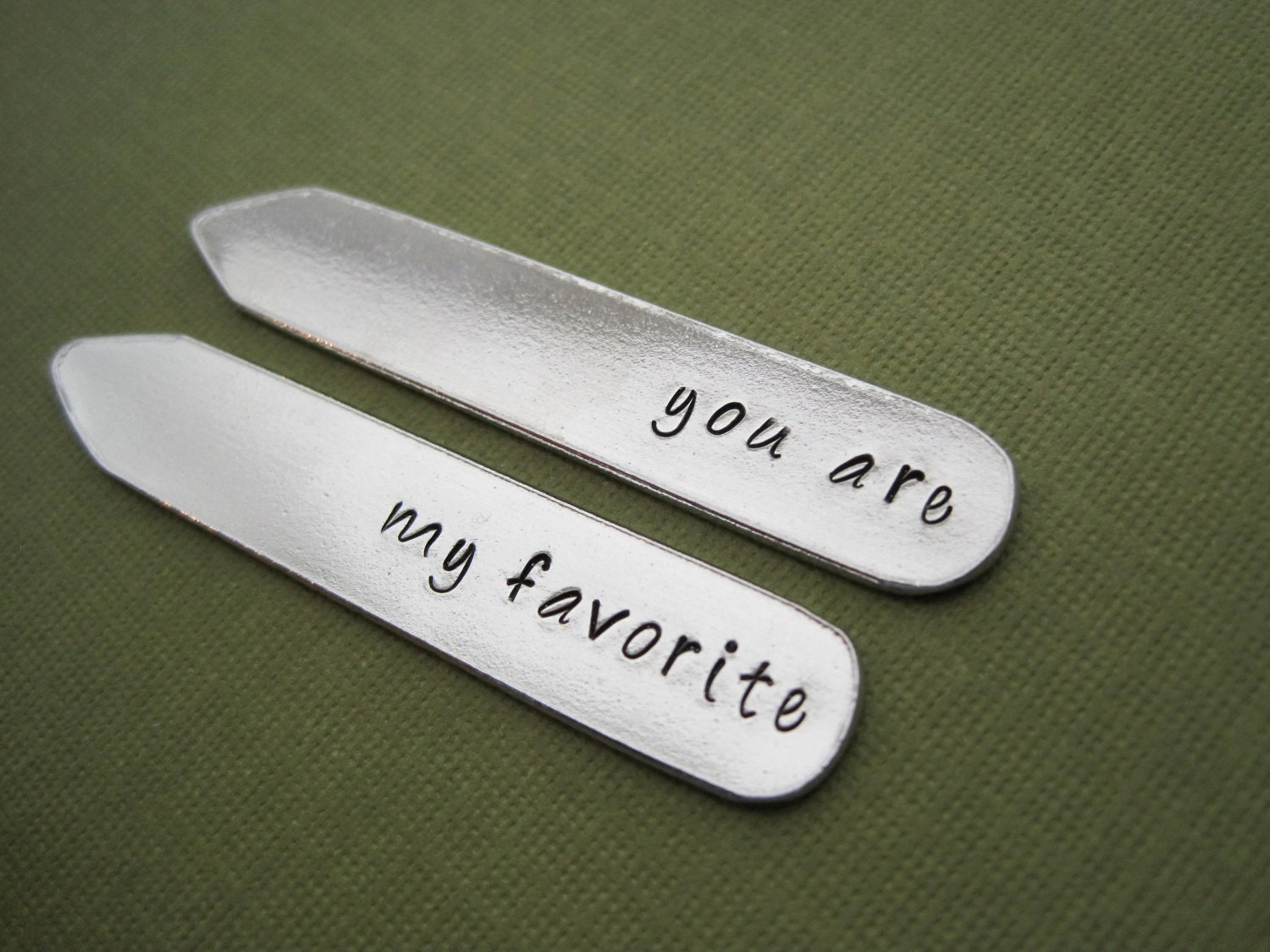 Personalized Collar Stays - you are my favorite - Custom Hand stamped Collar Stays