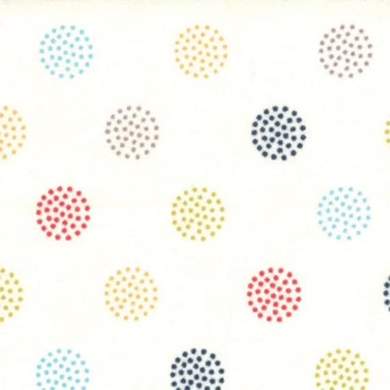 LAST ONE Reunion fabric by Sweetwater for Moda, Reunion Dots in Multi Vanilla-1 Yard