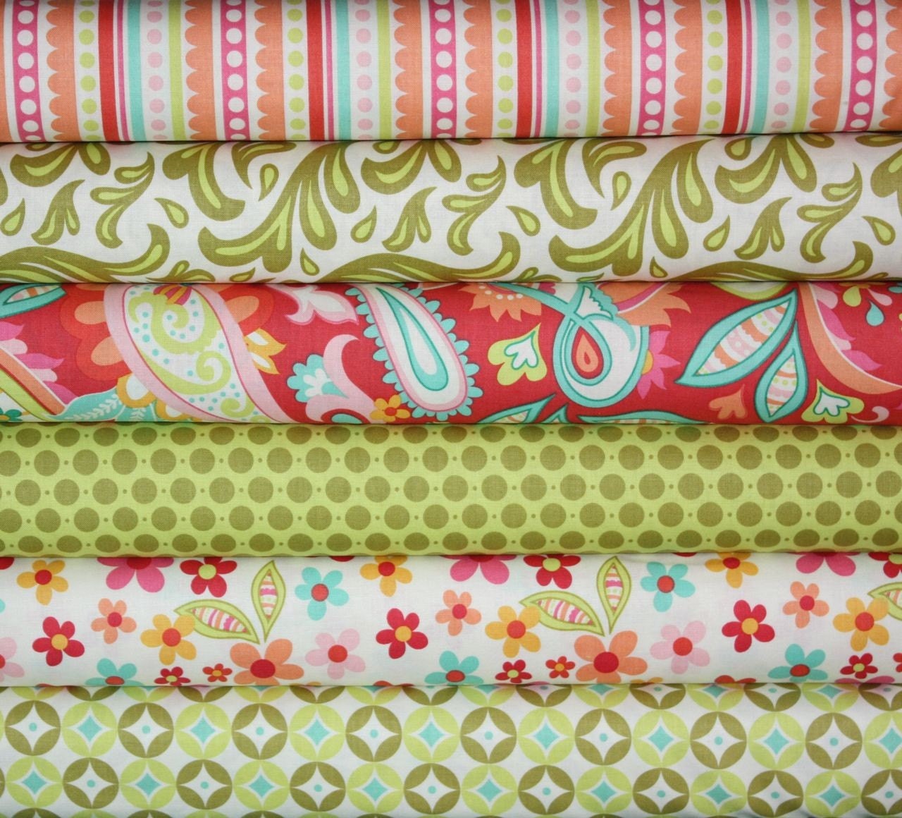 Sweet Nothings Fabric by Zoe Pearn for Riley Blake Designs- Green Fat Quarter Bundle, 6 total