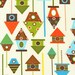 NEW Urban Zoologie and Remix Fabric by Ann Kelle for Robert Kaufman, Birdhouses in Bermuda-Fat Quarter