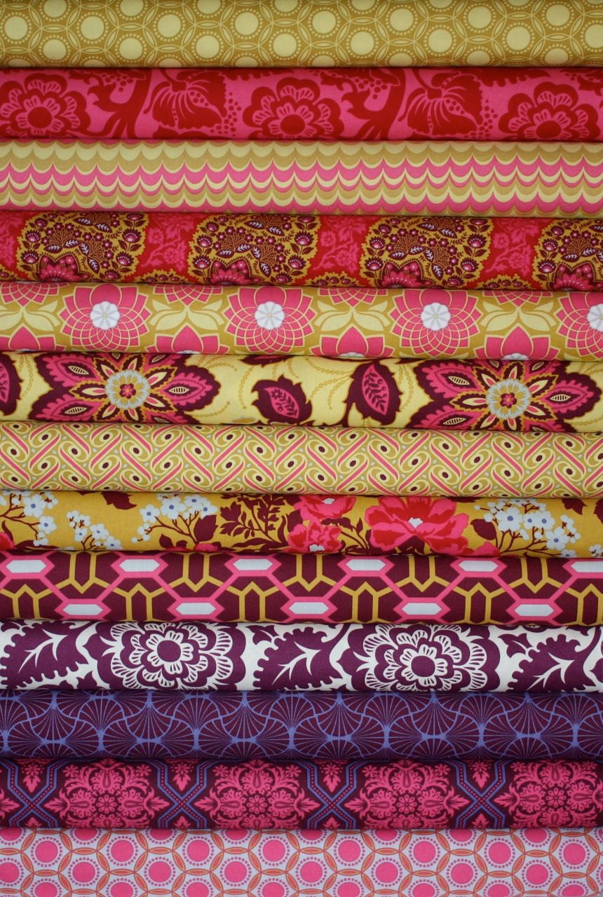 Heirloom Fabric by Joel Dewberry for Free Spirit- Garnet Fat Quarter Bundle, 13 total