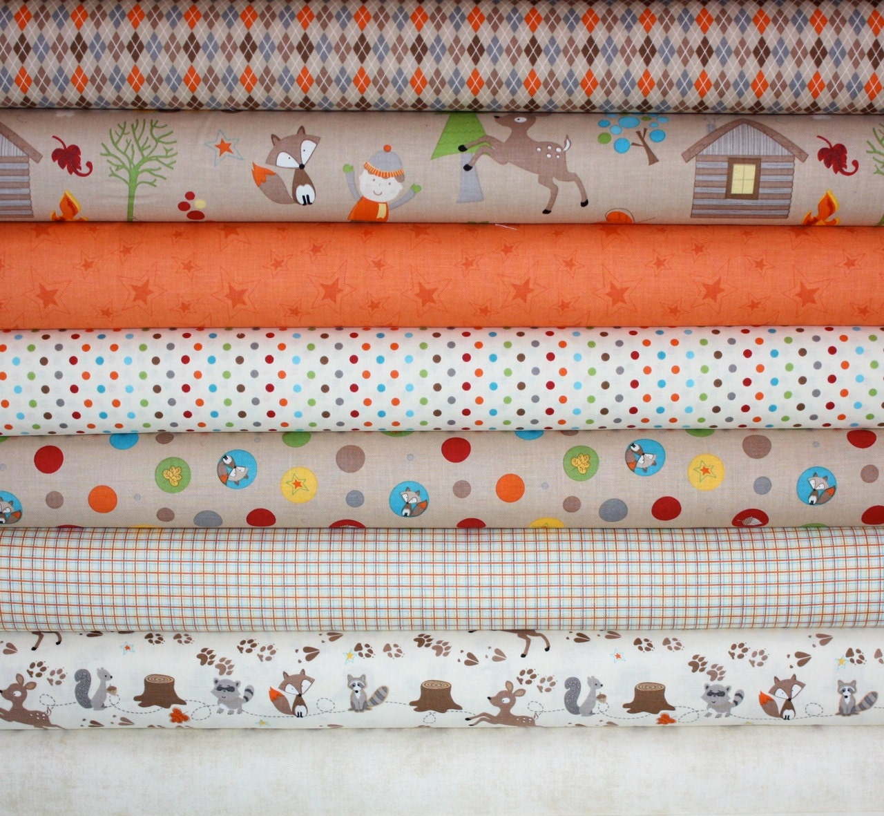 Fox Trails Fabric by Doohickey Designs for Riley Blake- Brown Fat Quarter Bundle, 8 total