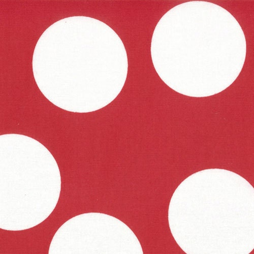 LAST ONE Half Moon Modern fabric by Moda, Large Polka Dot in Ruby-Fat Quarter