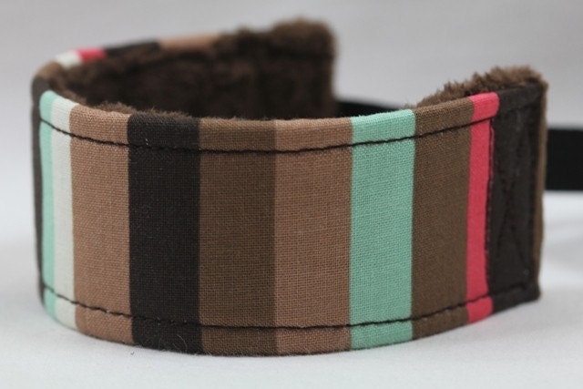 Camera  Wrist Strap - Wristlet- Wrist Strap DSLR-  The Darwin Stripe with Chocolate Minky